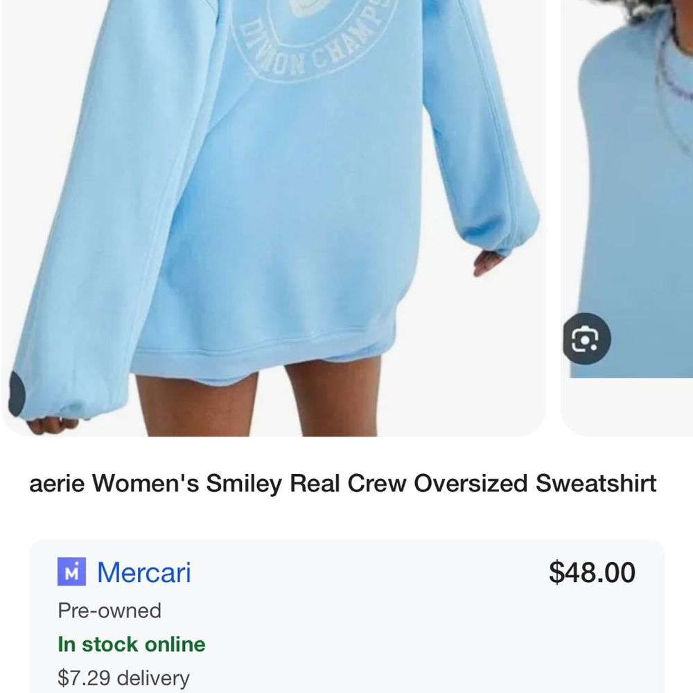 Light Blue Oversized Crew Sweatshirt